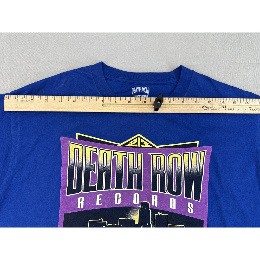 Death Row Records Graphic Tee Music Short Sleeve Crewneck L/G Blue 100% Cotton